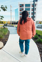 Load image into Gallery viewer, Feeling Playful Rust Stripe Color Block French Terry Hoodie
