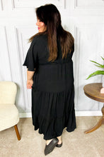 Load image into Gallery viewer, Talk Of The Town Black Elastic V Neck Tiered Maxi Dress
