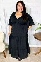 Load image into Gallery viewer, Talk Of The Town Black Elastic V Neck Tiered Maxi Dress
