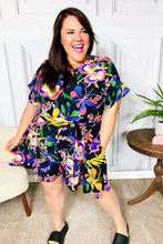 Load image into Gallery viewer, Live For Today Black Floral Surplice Woven Romper
