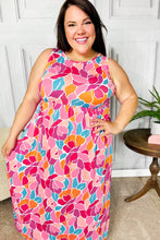 Load image into Gallery viewer, Hello Beautiful Fuchsia Abstract Floral Fit &amp; Flare Maxi Dress
