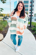 Load image into Gallery viewer, Ivory Striped Button Down Fuzzy Knit Cardigan
