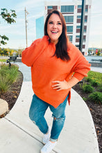 Load image into Gallery viewer, Autumn Vibes Pumpkin Asymmetrical Knit Sweater
