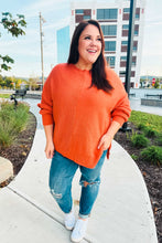 Load image into Gallery viewer, Autumn Vibes Pumpkin Asymmetrical Knit Sweater
