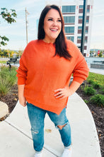 Load image into Gallery viewer, Autumn Vibes Pumpkin Asymmetrical Knit Sweater
