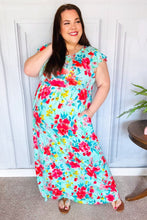 Load image into Gallery viewer, What A Vision Aqua Floral Fit &amp; Flare Maxi Dress
