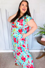 Load image into Gallery viewer, What A Vision Aqua Floral Fit &amp; Flare Maxi Dress
