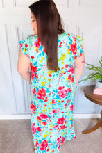 Load image into Gallery viewer, What A Vision Aqua Floral Fit &amp; Flare Maxi Dress
