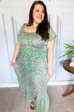 Load image into Gallery viewer, Perfectly You Green Ditzy Floral Fit &amp; Flare Maxi Dress
