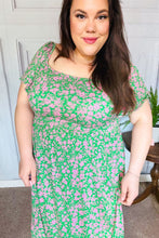 Load image into Gallery viewer, Perfectly You Green Ditzy Floral Fit &amp; Flare Maxi Dress
