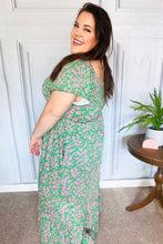 Load image into Gallery viewer, Perfectly You Green Ditzy Floral Fit &amp; Flare Maxi Dress
