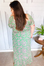 Load image into Gallery viewer, Perfectly You Green Ditzy Floral Fit &amp; Flare Maxi Dress
