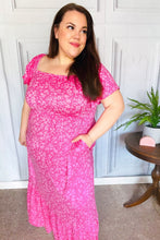 Load image into Gallery viewer, Perfectly You Fuchsia Ditzy Floral Fit &amp; Flare Maxi Dress
