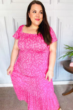 Load image into Gallery viewer, Perfectly You Fuchsia Ditzy Floral Fit &amp; Flare Maxi Dress
