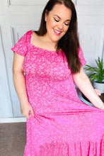 Load image into Gallery viewer, Perfectly You Fuchsia Ditzy Floral Fit &amp; Flare Maxi Dress
