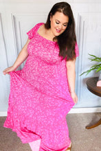 Load image into Gallery viewer, Perfectly You Fuchsia Ditzy Floral Fit &amp; Flare Maxi Dress
