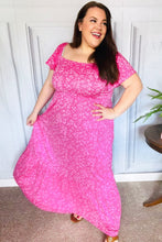 Load image into Gallery viewer, Perfectly You Fuchsia Ditzy Floral Fit &amp; Flare Maxi Dress
