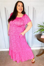 Load image into Gallery viewer, Perfectly You Fuchsia Ditzy Floral Fit &amp; Flare Maxi Dress
