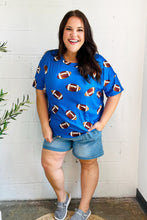 Load image into Gallery viewer, Game Day Blue Football Print Knit Top
