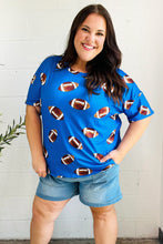 Load image into Gallery viewer, Game Day Blue Football Print Knit Top
