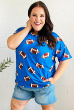 Load image into Gallery viewer, Game Day Blue Football Print Knit Top
