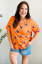 Load image into Gallery viewer, Game Day Orange Football Print Knit Top
