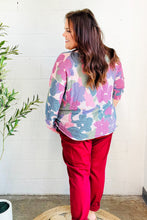 Load image into Gallery viewer, Beautiful You Magenta Floral Vintage Two Tone Knit Top
