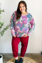 Load image into Gallery viewer, Beautiful You Magenta Floral Vintage Two Tone Knit Top
