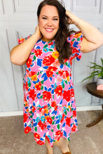 Load image into Gallery viewer, Love Found Pink Floral Smocked Ruffle Sleeve Tiered Dress
