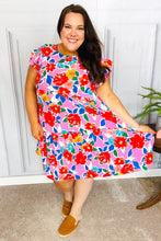 Load image into Gallery viewer, Love Found Pink Floral Smocked Ruffle Sleeve Tiered Dress
