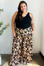 Load image into Gallery viewer, Fall Vibes Black Paisley Print Smocked Waist Palazzo Pants
