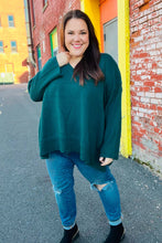 Load image into Gallery viewer, Casual Chic Hunter Green Oversized V Neck Rib Knit Sweater
