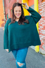 Load image into Gallery viewer, Casual Chic Hunter Green Oversized V Neck Rib Knit Sweater
