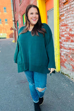 Load image into Gallery viewer, Casual Chic Hunter Green Oversized V Neck Rib Knit Sweater
