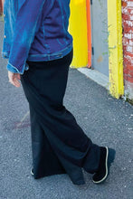 Load image into Gallery viewer, Weekend Ready Black Scuba Knit Drawstring Wide Leg Pants
