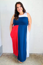 Load image into Gallery viewer, Patriotic Color Block Fit &amp; Flare Maxi Dress
