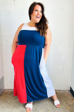 Load image into Gallery viewer, Patriotic Color Block Fit &amp; Flare Maxi Dress
