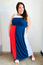 Load image into Gallery viewer, Patriotic Color Block Fit &amp; Flare Maxi Dress
