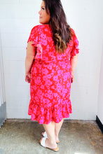 Load image into Gallery viewer, Remember Me Red &amp; Pink Floral Print Smocked Waist Midi Dress
