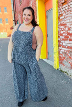 Load image into Gallery viewer, Feeling Femme&#39; Charcoal Floral Print Baggy Overall Jumpsuit
