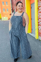 Load image into Gallery viewer, Feeling Femme&#39; Charcoal Floral Print Baggy Overall Jumpsuit
