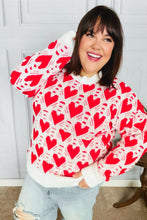 Load image into Gallery viewer, True Hearts Ivory &amp; Red Heart Oversized Sweater
