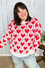 Load image into Gallery viewer, True Hearts Ivory &amp; Red Heart Oversized Sweater
