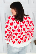 Load image into Gallery viewer, True Hearts Ivory &amp; Red Heart Oversized Sweater
