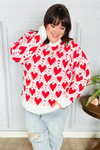 Load image into Gallery viewer, True Hearts Ivory &amp; Red Heart Oversized Sweater
