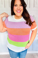 Load image into Gallery viewer, Get Started Lavender &amp; Orange Stripe Jacquard Sweater Top
