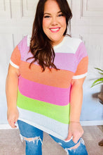 Load image into Gallery viewer, Get Started Lavender &amp; Orange Stripe Jacquard Sweater Top
