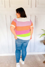 Load image into Gallery viewer, Get Started Lavender &amp; Orange Stripe Jacquard Sweater Top
