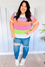 Load image into Gallery viewer, Get Started Lavender &amp; Orange Stripe Jacquard Sweater Top
