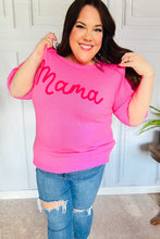 Load image into Gallery viewer, Take A Bow Pink &quot;Mama&quot; Embroidery Puff Sleeve Sweater Top
